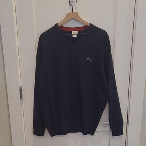 Lacoste Black V-Neck Sweater Classic Style